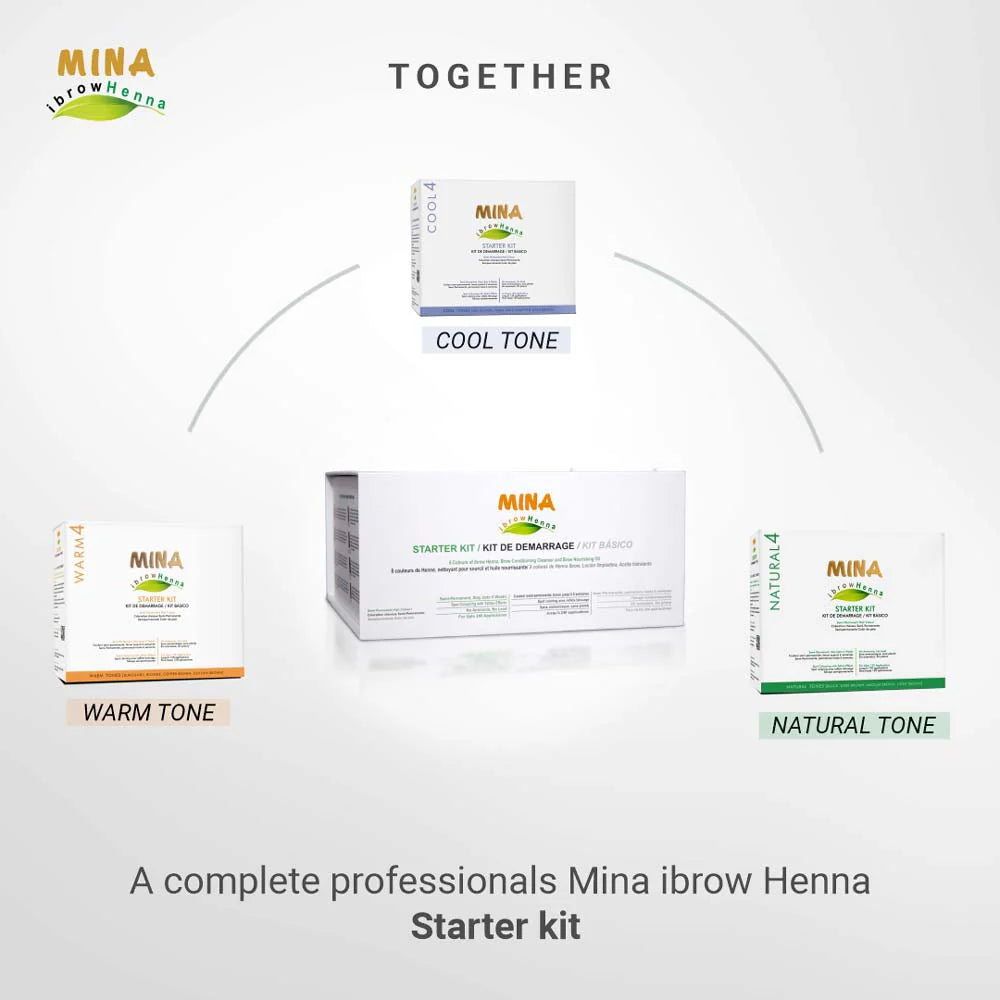 MINA IBROW - HENNA TINT PROFESSIONAL STARTER KIT NATURAL TONE SET OF 4