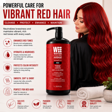 Watercolors Intense 3-in-1 Color Depositing Shampoo, Red 33.8 oz