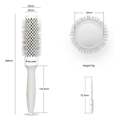Eagle Fortress XL Ceramic + Ionic Round Hair Brush 1.26 in - Grey
