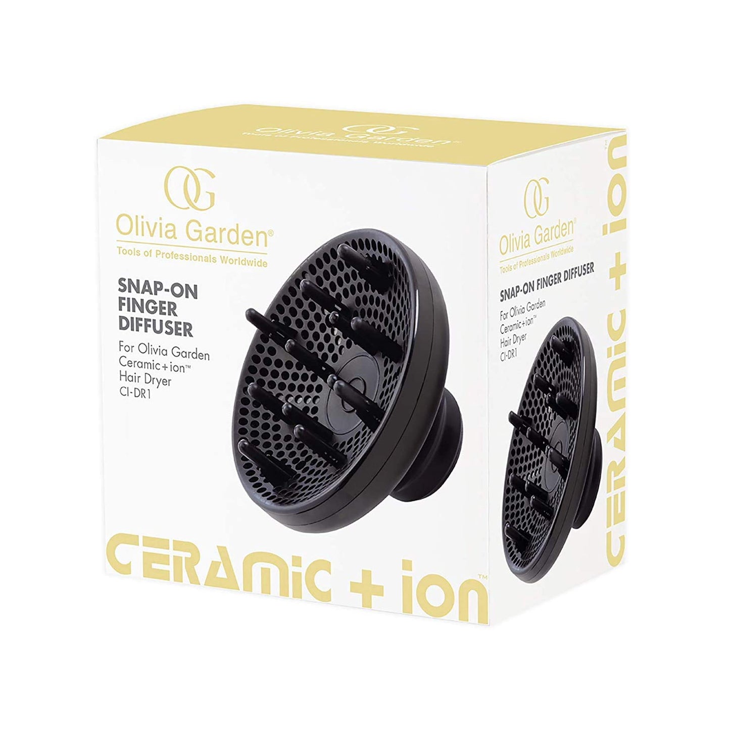 Olivia Garden Ceramic + Ion Professionnal Hair Dryer Snap-on Finger Diffuser - Black (CIDR1-DF1)