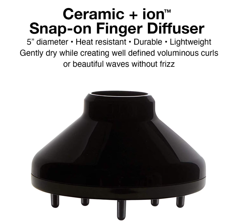 Olivia Garden Ceramic + Ion Professionnal Hair Dryer Snap-on Finger Diffuser - Black (CIDR1-DF1)