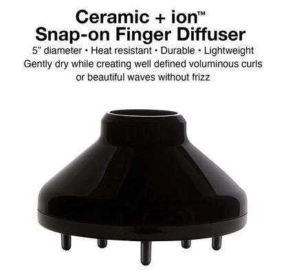 Olivia Garden Ceramic + Ion Professionnal Hair Dryer Snap-on Finger Diffuser - Black (CIDR1-DF1)