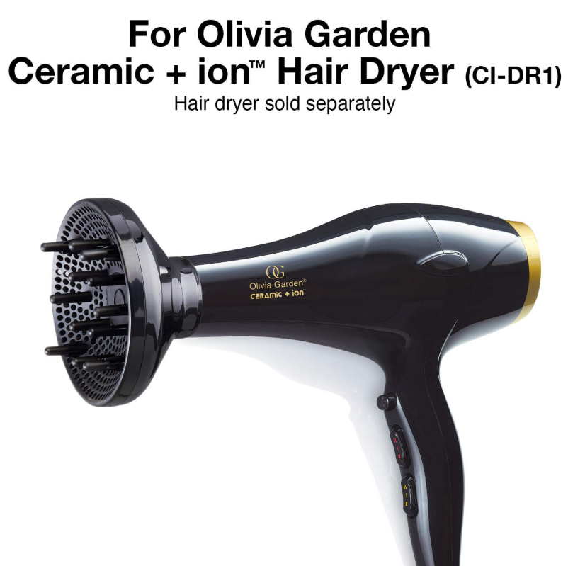 Olivia Garden Ceramic + Ion Professionnal Hair Dryer Snap-on Finger Diffuser - Black (CIDR1-DF1)