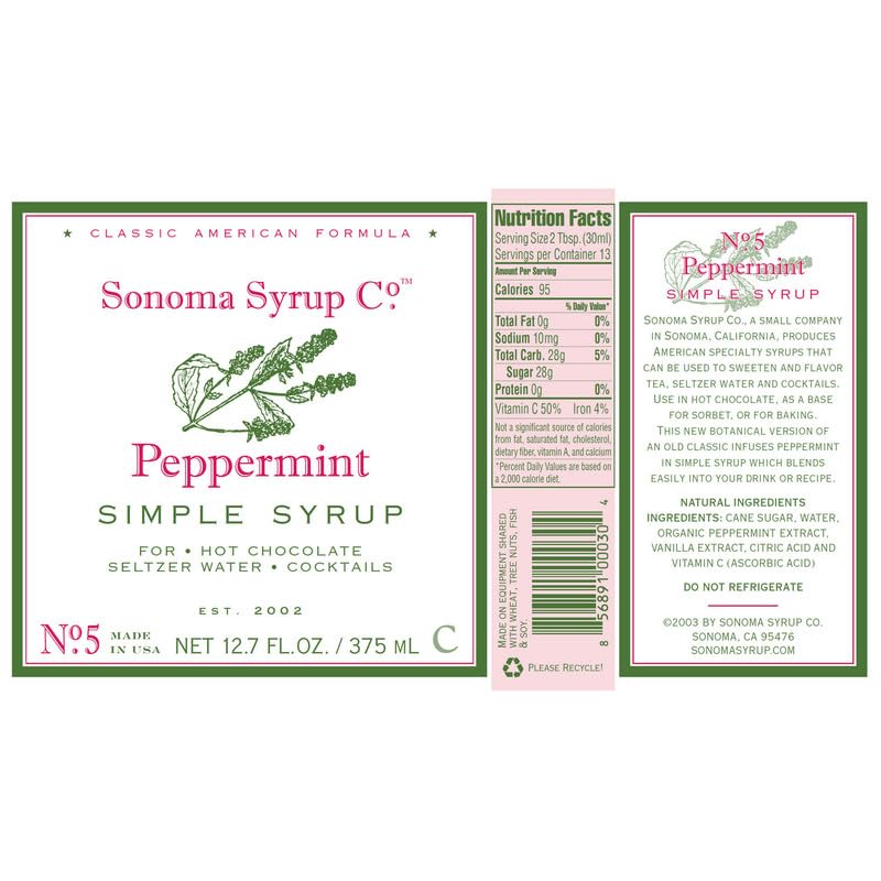 Sonoma Syrup No. 5 Peppermint Simple Syrup 12.7 oz