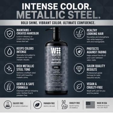 Watercolors Intense Metallic 3-in-1 Color Depositing Shampoo, Steel 33.8 oz