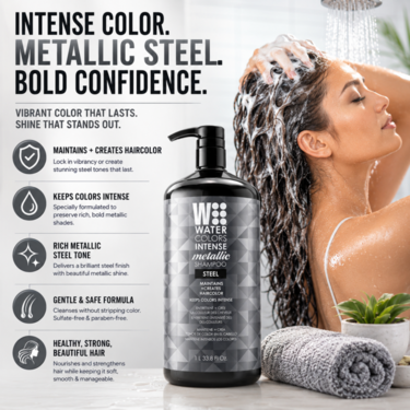 Watercolors Intense Metallic 3-in-1 Color Depositing Shampoo, Steel 33.8 oz