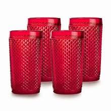 Vista Alegre Bicos Hiball Tumbler Glass, Red Set of 4