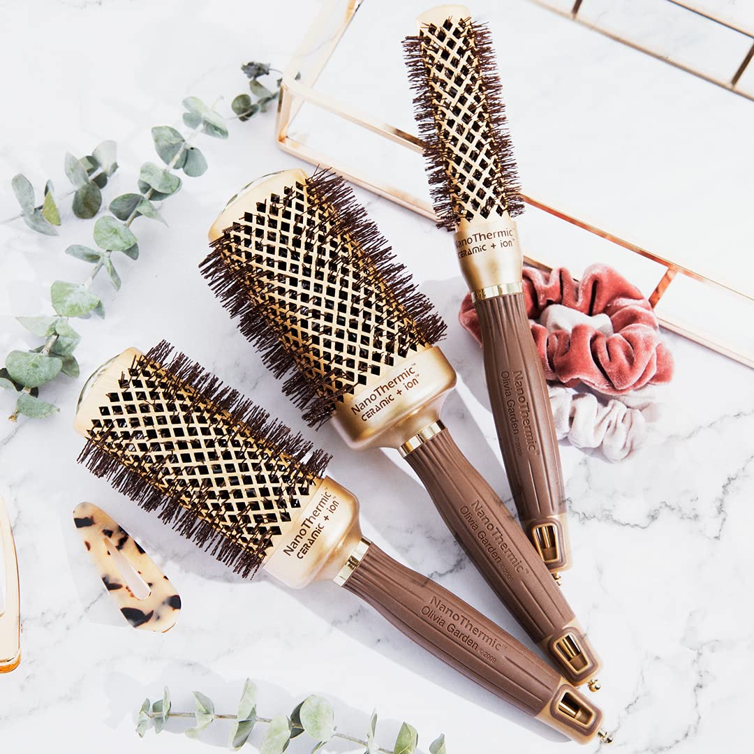 Olivia Garden NanoThermic Ceramic + Ion Round Thermal Hair Brush NT-24 1"