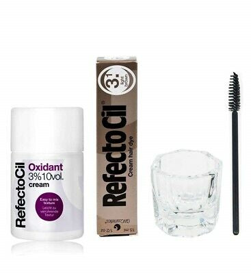 Refectocil Bundle; Cream Oxidant 3%, Mascara Brush, Mixing Jar & Color Tint 15ml - LIGHT BROWN