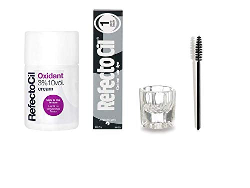 Refectocil Bundle; Cream Oxidant 3%, Mascara Brush, Mixing Jar & Color Tint 15ml - PURE BLACK