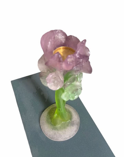 Daum Crystal Rose Candlestick Holder
