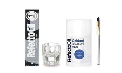 Refectocil Color Kit Bundle - Liquid Oxidant 3%,Color Tint, Brush & Mixing Jar