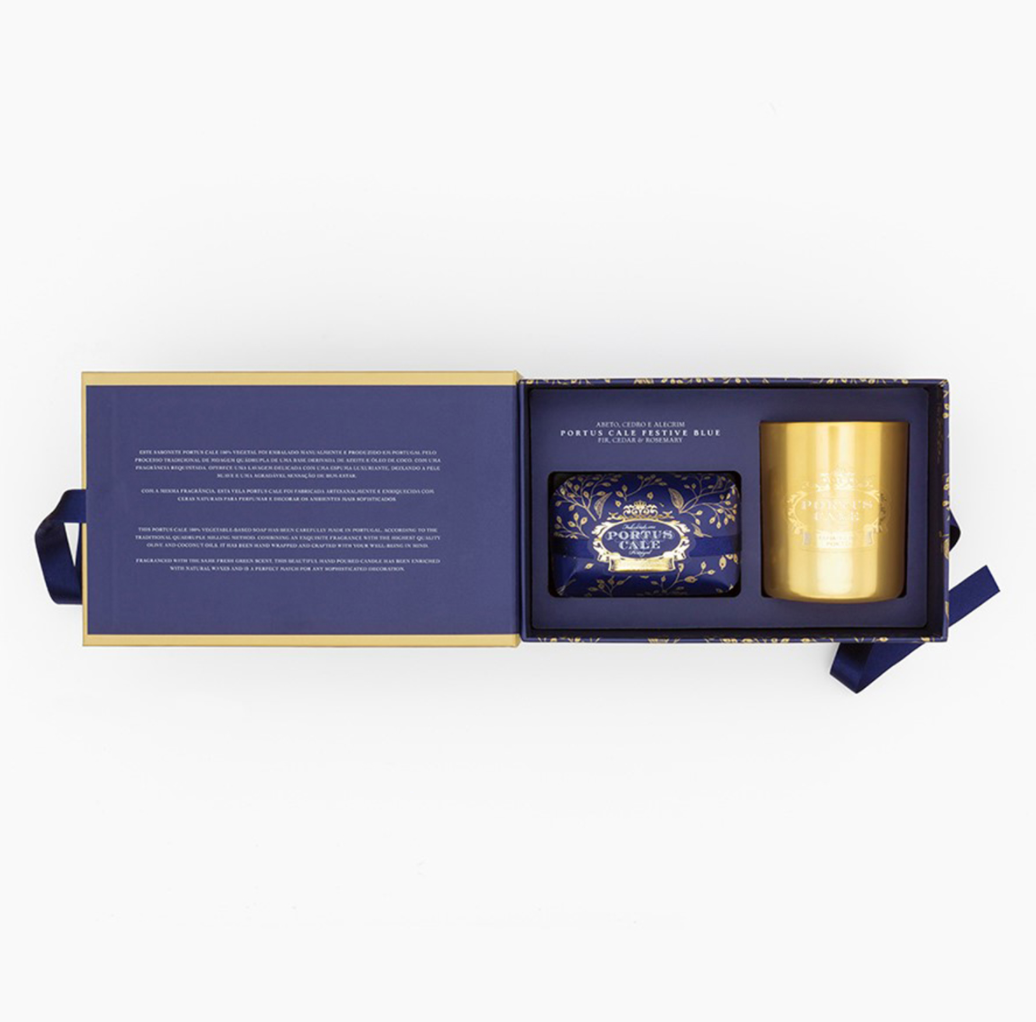 Portus Cale Festive Blue Soap and Candle Set