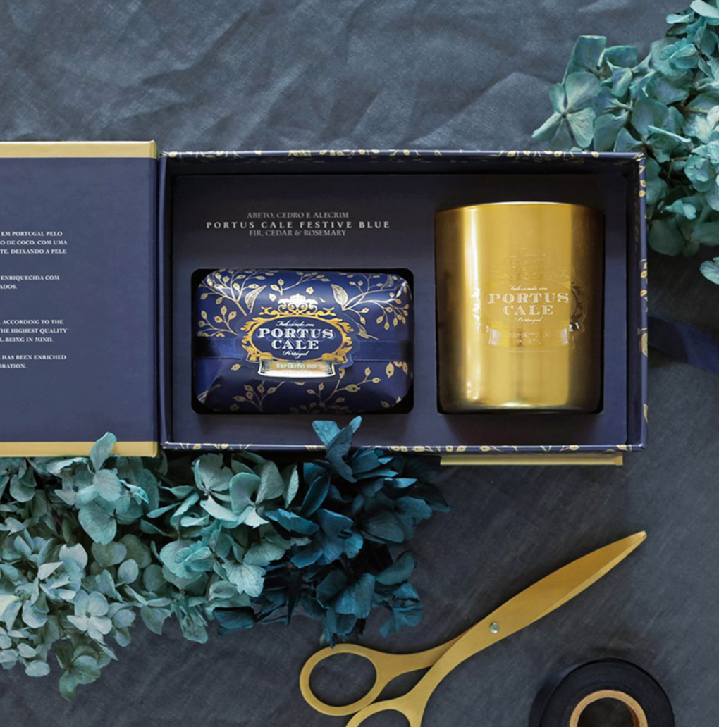 Portus Cale Festive Blue Soap and Candle Set