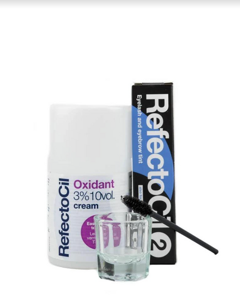 Refectocil Bundle - Cream Oxidant 3%, Mascara Brush, Mixing Jar & Color Tint 15ml,  Blue Black