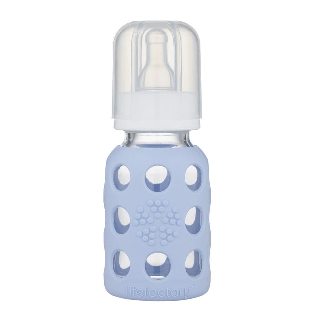 Lifefactory 4 oz Glass Baby Bottle with Protective Silicone Sleeve, Blanket