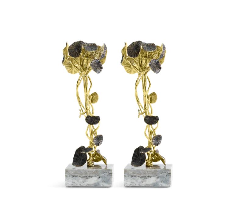 Michael Aram Monet's Garden Golden Sunset Candleholders - Oxidized - 123810